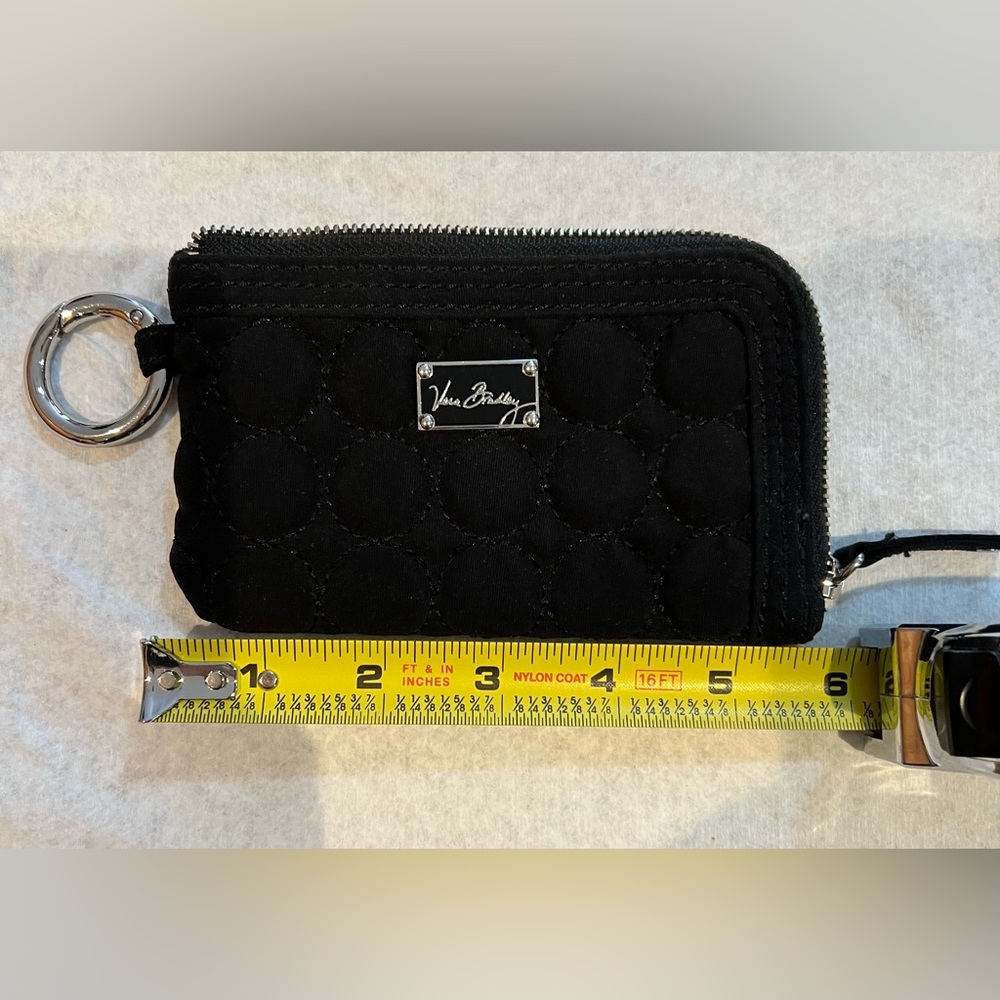 Vera Bradley Black Quilted Zip Card Case with Logo Plate - Picture 5 of 6